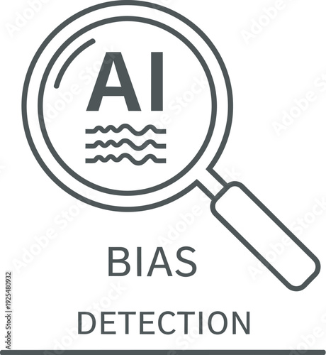 AI bias detection concept with magnifying glass