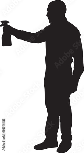 vector, Silhouette of a man with arms raised holding a vaporizer