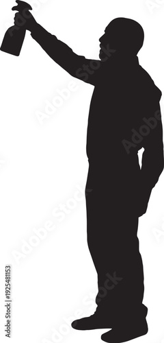 vector, Silhouette of a man with arms raised holding a vaporizer