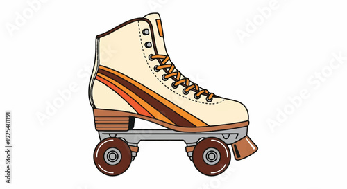 Retro Roller Skate Illustration - Classic Vintage Striped Design for Fun and Recreation