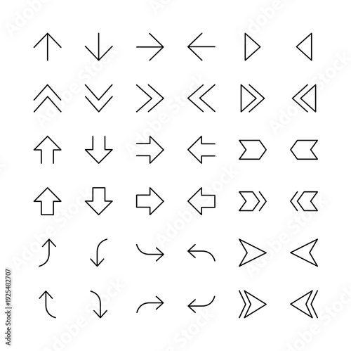 タイトル : シンプルな矢印アイコン 36個セット【24px・中線タイプ】 ウェブ・資料作成用 ベクター素材（SVG）