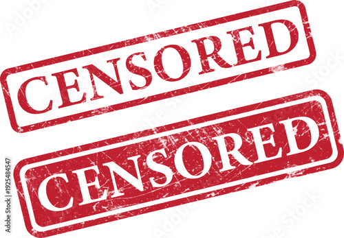 Red censored rubber stamp with grunge effect.