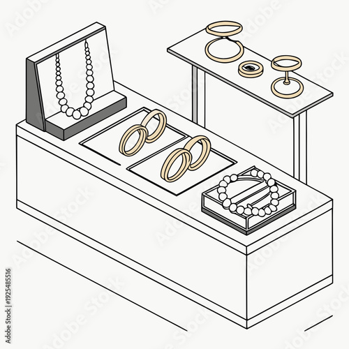 A display case with various bracelets and necklaces