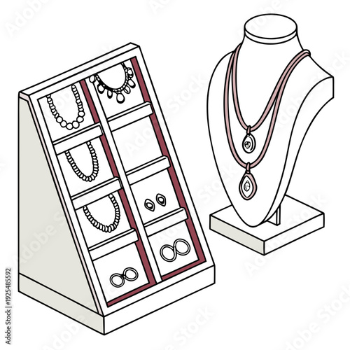 A display of necklaces and earrings on a jewelry stand