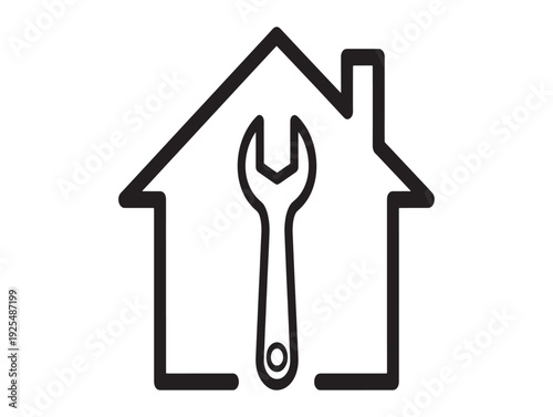 House with wrench logo for home repair and maintenance services