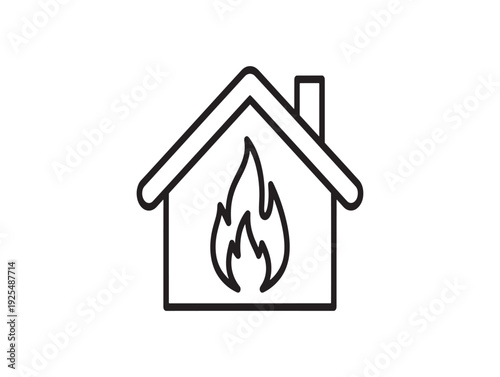 A house on fire with flames coming out