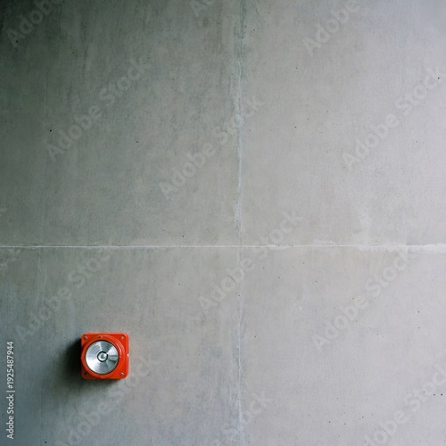 Red Warning Light on Gray Concrete Wall with Copy Space