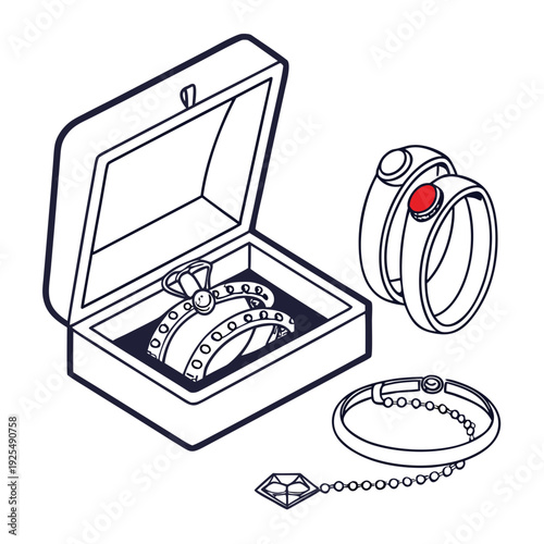 A jewelry box with a ring and bracelet