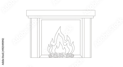 Fireplace with Burning Logs in Living Room