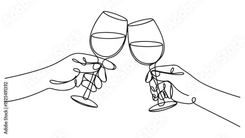 Hands Clinking Wine Glasses in Toast