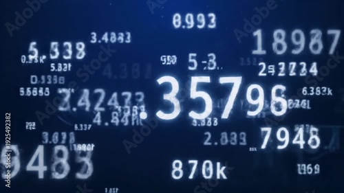 Glowing Numbers on Dark Blue Background