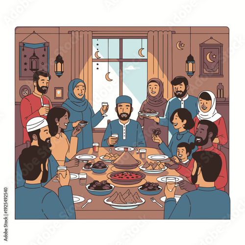 A diverse group of people enjoying a meal together at a table.