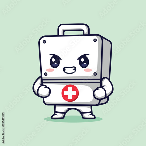 Cartoon Cute First Aid Kit Character Mascot Design Illustration Art