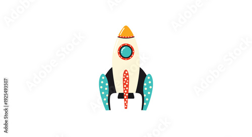 Rocket Ship Toy with Bright Colors and Polka Dots