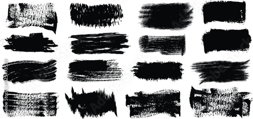 Collection of black brush stroke textures and smudge effects