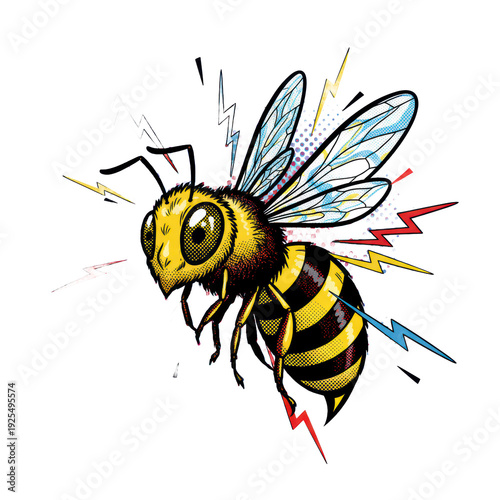Wallpaper Mural Stylized bee with lightning bolts Torontodigital.ca