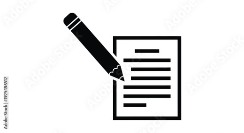 Minimalist depiction of a pencil lying diagonally across a white background silhouette