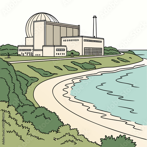 A large building next to a body of water