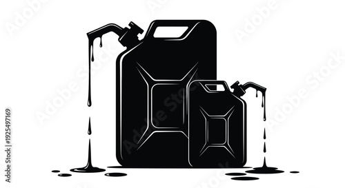 Black gas can with dripping fuel a bold graphic design silhouette