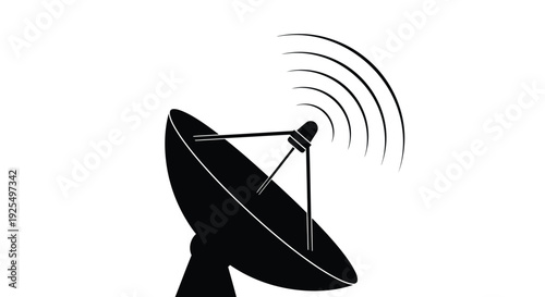 Minimalist image of a satellite dish against a white background silhouette