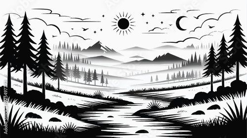 High-Contrast Vector Illustration of a Vibrant Abstract Pattern with Geometric Elements