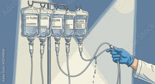 Medical illustration of intravenous fluids for healthcare and medical purposes