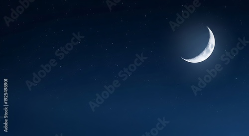 Crescent Moon in Starry Night Sky photo stars
