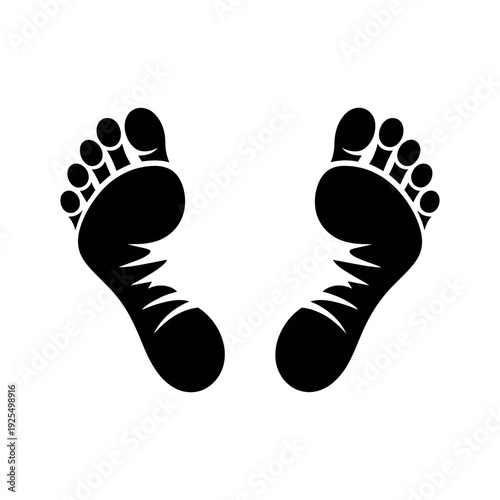 Human Bare Feet Icon Set - Professional Vector Illustration of Footprints and Sole Outlines Isolated on White Background