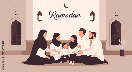 A Muslim family breaking their fast during Ramadan.