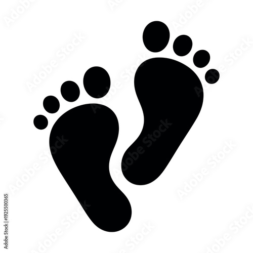 Human Footprint Silhouette Icon, Footstep Vector Illustration