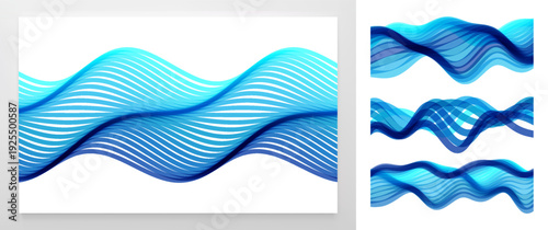 Abstract wavy background made of many overlapping stripes and with dynamic effect. Modern screen design for mobile app and website. 3D vector illustration for brochure, banner, flyer or presentation.