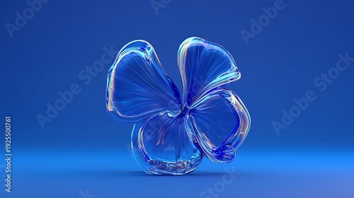 3d rendered round glass shapes with a reflective surface, arranged in shape of a flower, floating on air. Futuristic abstract background featuring blue lenses. Minimalist aesthetic concept