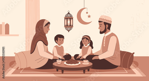Family gathering for iftar during Ramadan.