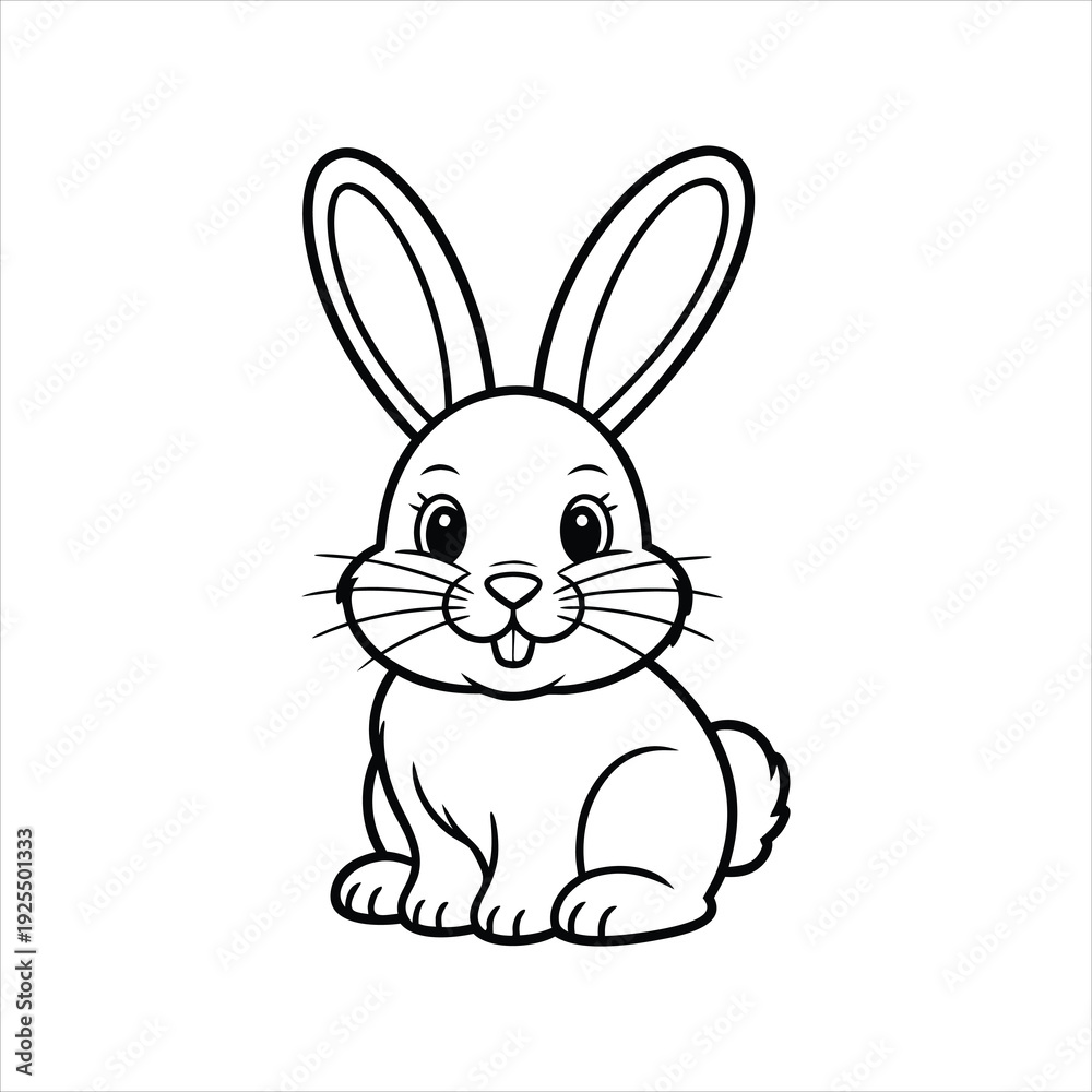 Fototapeta premium Cute cartoon rabbit with big ears and happy expression