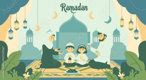 Ramadan celebration with family outdoors.