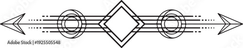 Geometric Linear Ornament with Arrows and Diamonds for Modern Design
