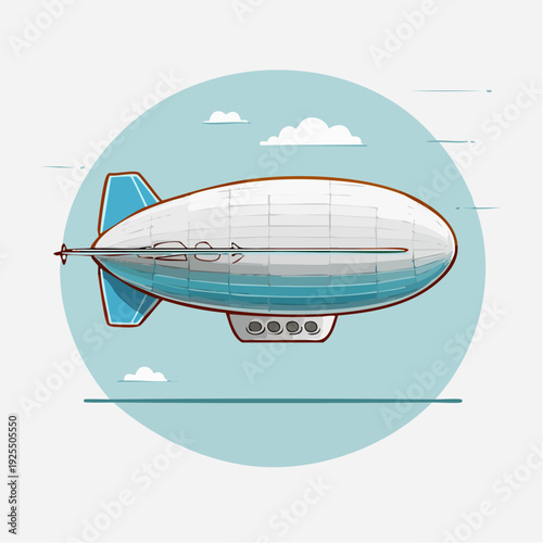 Elegant vector illustration of a classic airship soaring through a serene sky, embodying a sense of nostalgic exploration and visionary design