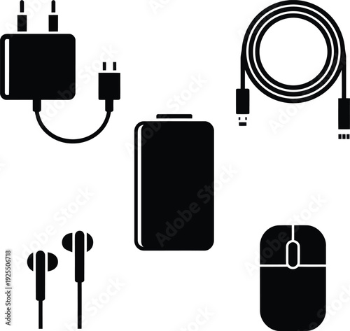 Black and white of electronic devices and accessories