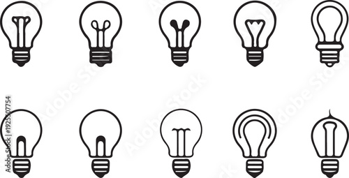 Modern Bulbs for Creative Idea Generation, Brainstorming Symbols, Energy Solutions, Innovation Branding,