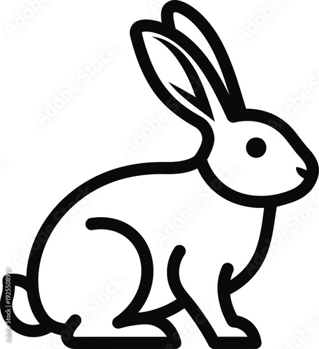 Simple line drawing of a rabbit sitting down