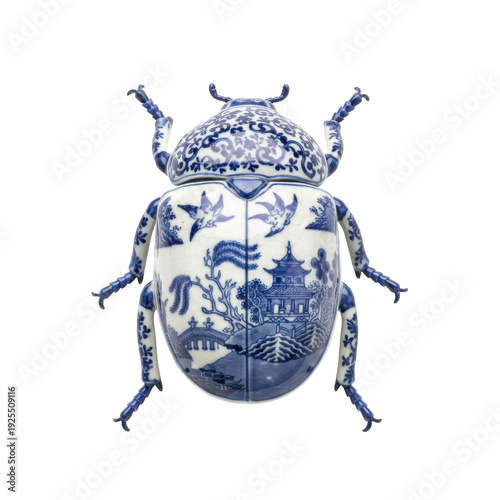 Wallpaper Mural Blue and white porcelain beetle ornament with landscape design Torontodigital.ca