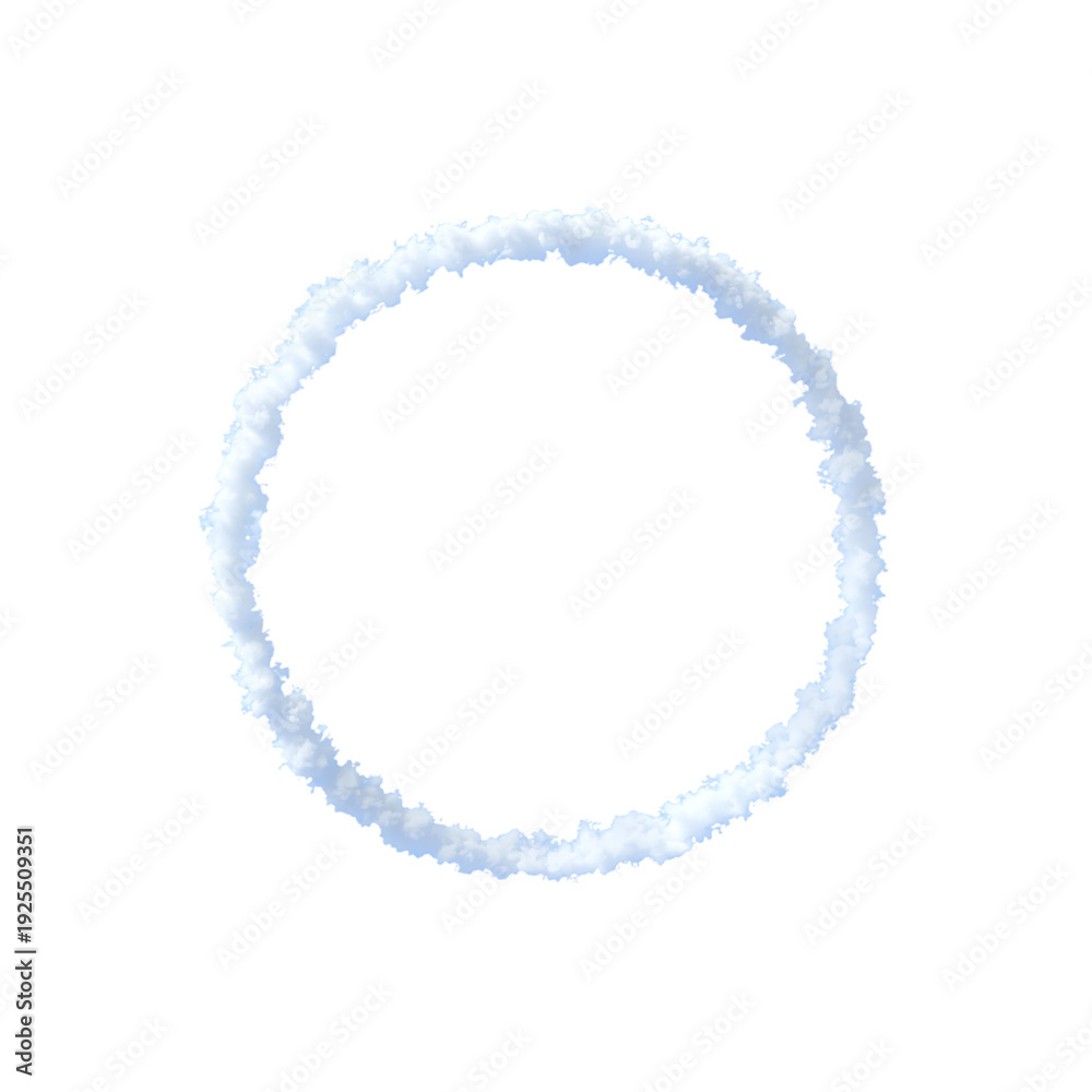 Fototapeta premium White cloud ring circular 3D render ultra clean design transparent background for logo frame branding graphics