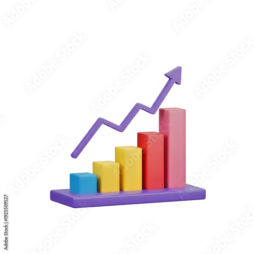 Colorful 3d bar chart with upward trend arrow isolated on transparent background Free Download Colorful 3d bar chart with upward trend arrow isolated on transparent background - GFXLoad