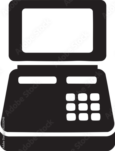 DRE voting system silhouette,  Black direct recording electronic voting system silhouette vector, isolated on white background.