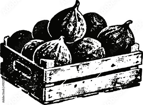 wooden crate filled with fresh whole figs fruit rustic box with ripe natural figs