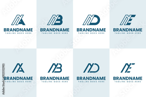 Letters NA NB ND NE Monogram Logo Set, suitable for brand with AN BN DN EN initials