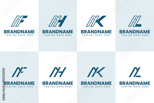Letters NF NH NK NL Monogram Logo Set, suitable for brand with FN HN KN LN initials