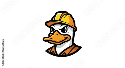 Cartoon duck wearing yellow hard hat.