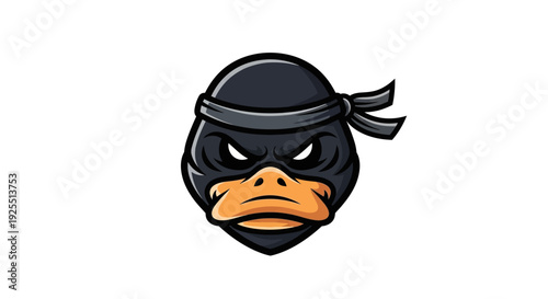 Ninja Duck Head Illustration Angry Expression.