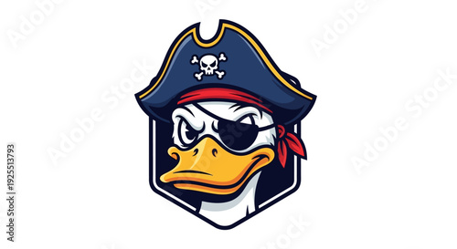 Pirate Duck Mascot Cartoon Character Illustration.